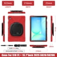 thumbnail image 5 of Case for Samsung Galaxy Tab S10 FE+ 13.1 inch, 360 Degree Rotating Hand Grip Shockproof Cover with Shoulder Strap, Red, 5 of 7