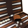 thumbnail image 3 of Sun Flair Backgammon Set Leatherette 15 inch, Folding Classic Chess Board Game, Smart Tactics Premium Best Strategy, Tip Guide Enclosed, Brown 135M-1, 3 of 8