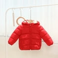 thumbnail image 5 of GYRATEDREAM Infant Baby Winter Coat Cute Teddy Bear Hooded Padded Jacket Warm Fleece Outerwear Windproof Toddler Boys Girl Winter Clothes for 1-2Y Red, 5 of 9