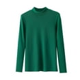 thumbnail image 1 of SROBPTY Longues Chemises à Manches pour Femmes, Mode Décontractée Col Rond Construction Interne Chemise Couleur Unie Manches Longues Vert, TTG, 1 of 3