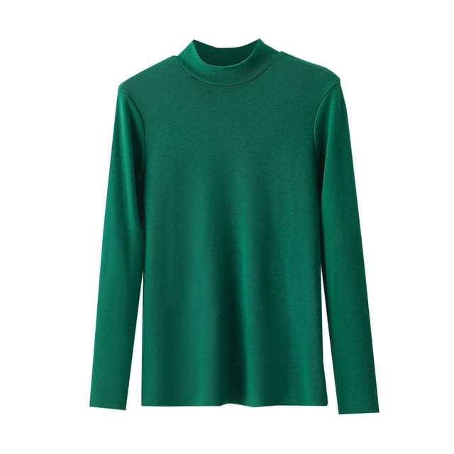 SROBPTY Longues Chemises à Manches pour Femmes, Mode Décontractée Col Rond Construction Interne Chemise Couleur Unie Manches Longues Vert, TTG