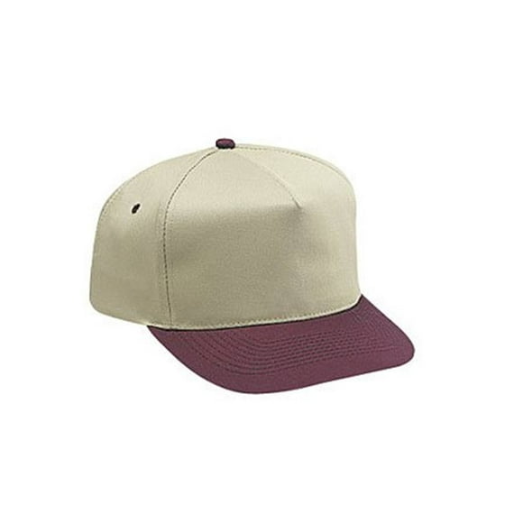 Cotton Twill Five Panel Pro Style Caps Two Tone, Khaki Maroon