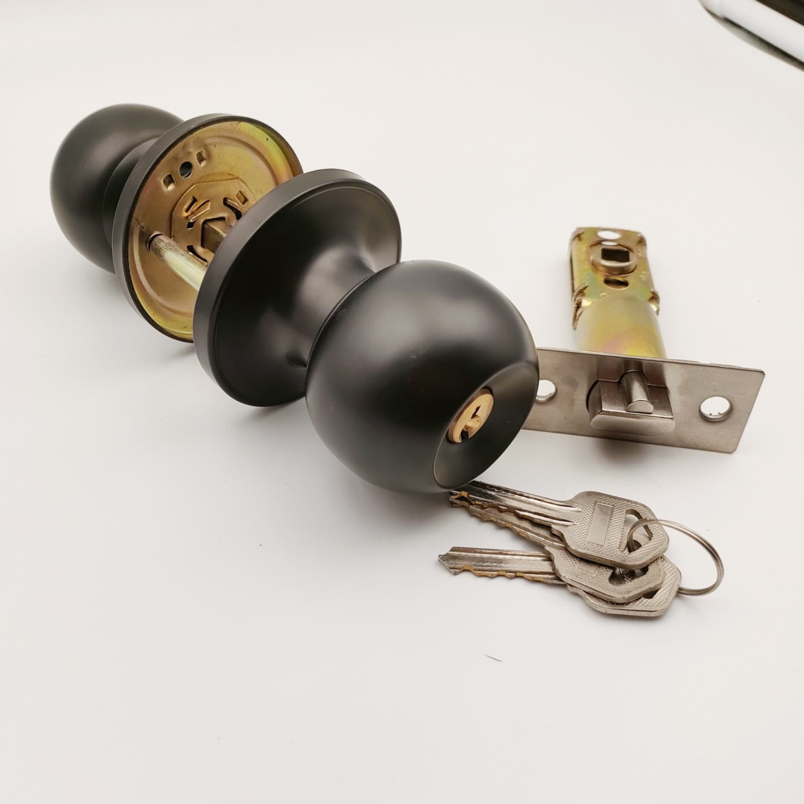 Clearance Faucet Hardware under $20,Keyed Alike Entry Door Knob And Single Cylinder Lockset Black Front Door Knob With Key And 1 Pack 2PC