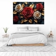 thumbnail image 3 of Mudket Framed Canvas Wall Art Red White Rose Floral Prints Wall Art Modern Botanical Flower Wall Decor Ready to Hang for Living Room Bedroom Home Decor Floral Canvas Print - 12"L x 8"W, 3 of 10