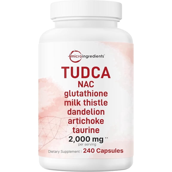 Micro Ingredients TUDCA 2,000mg Bile Salts Supplement, 240 Capsules | 7-in-1 Formula with NAC, Milk Thistle, Glutathione, Dandelion, Artichoke, & Taurine for Liver Health | Non-GMO