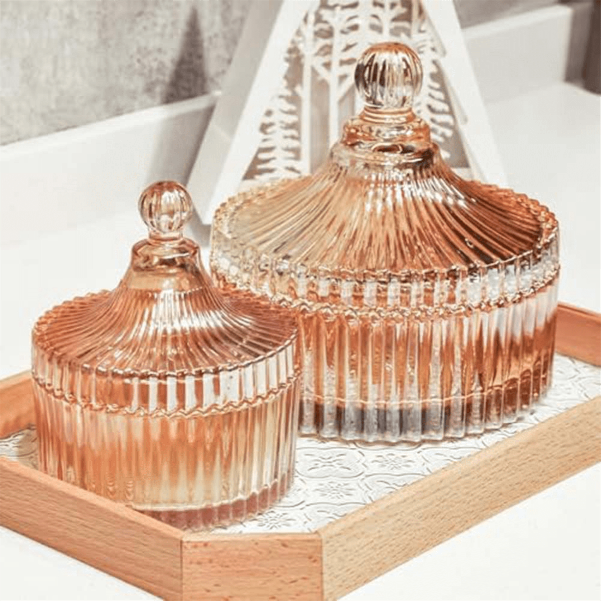 Decorative Glass Jars with Lid Crystal Glass Storage Bowl with Lid