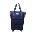 thumbnail image 4 of Bolsa de lona con ruedas, plegable, para fin de semana, portátil, expandible, con ruedas, para hacer ejercicio al aire libre, acampar y deportes. azul oscuro, 4 of 9
