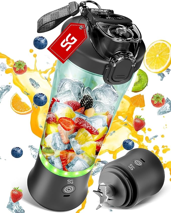 Stellar Goods Powerful Portable Blender for Smoothies & Shakes - Mini Blender with High-Torque Motor, Long-Life Battery, Leak-Proof Cup - One-Click & Pulse Mode - Personal Blender for Home, Travel