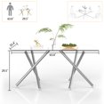 thumbnail image 2 of 63" Rectangular Clear Tempered Glass Dining Table for 4-6 People, Modern Kitchen Table with Two X-Shaped Metal Legs, Dining Table for Kitchen, Living Room, 2 of 7
