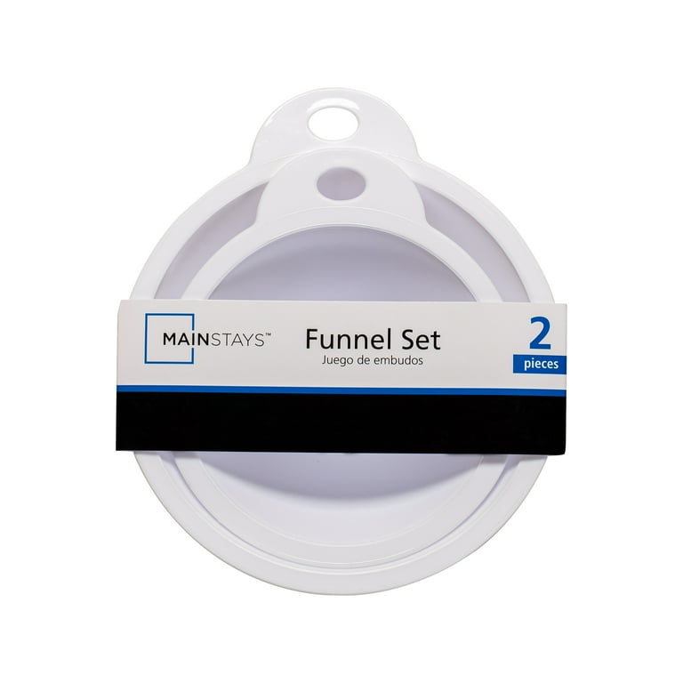 Mainstays 2-Piece Kitchen Funnel Set, White, Plastic