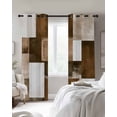 thumbnail image 3 of Brown Geometric Blackout Curtains 84 Inches Long for Bedroom, Vintage Oil Painting Contemporary Thermal Insulated Room Darkening Black Out Window Curtain Panels Grommet Drapes for Living Room, 3 of 8