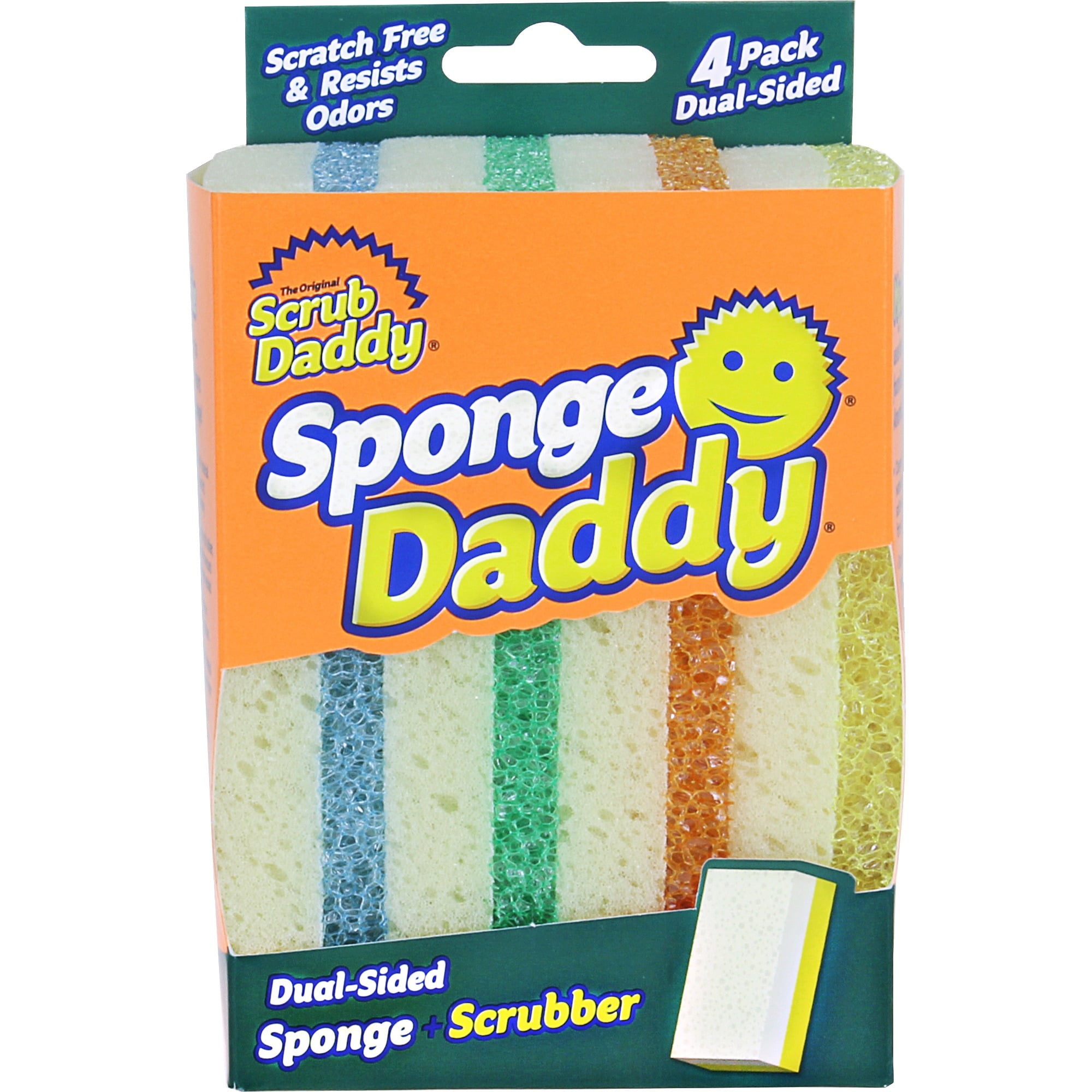 Scrub Daddy Sponge Daddy Dual-Sided Non- Scratch Sponge, 4 Count