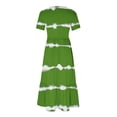 thumbnail image 4 of Midsumdr Maxi Dress for Women New Fashionable Short Sleeve Pockets Round Neck Dress Stripe Printing Summer Loose Fit Temperament Summer Dress, 4 of 4