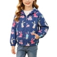 thumbnail image 2 of DJDLJWCJ Toddler Girls Raincoat with Hood Floral Printed Lightweight Zipper Jacket Spring Fall Girls Rain Jacket Multicolor Size 12M, 2 of 10