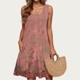 thumbnail image 4 of Ovzne Robes d'Été pour Femmes Robe Décontractée Ample d'Été Imprimée Sans Manches Col en V Haut/chemise Ensemble Robe d'Été Imprimée Liquidation, 4 of 7