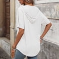 thumbnail image 5 of Lmnyox Womens Summer Hooded Shirt Fashion Solid Short Sleeve V Neck Blouses Casual Trendy Hoodies Tops for Women, 5 of 7