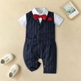 thumbnail image 2 of Coerni Baby Boy Gentleman White Shirt Bowtie Tuxedo Onesie Jumpsuit Overall Romper For 3Months To 18Months Baby Boy Easter Pajamas, 2 of 8