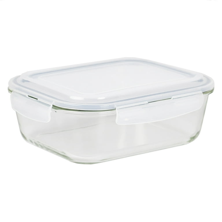 Michael Graves Design 76 Ounce High Borosilicate Glass Rectangle Food  Storage Container with Indigo Rubber Seal, FOOD PREP