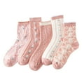 thumbnail image 4 of BWASD 5 Pairs Socks for Women Floral Comfort Casual Frilly Crew Socking Ruffles Fancy Cotton Knit Soft Ankle Sock Cute Daily Gifts for Black, 4 of 4
