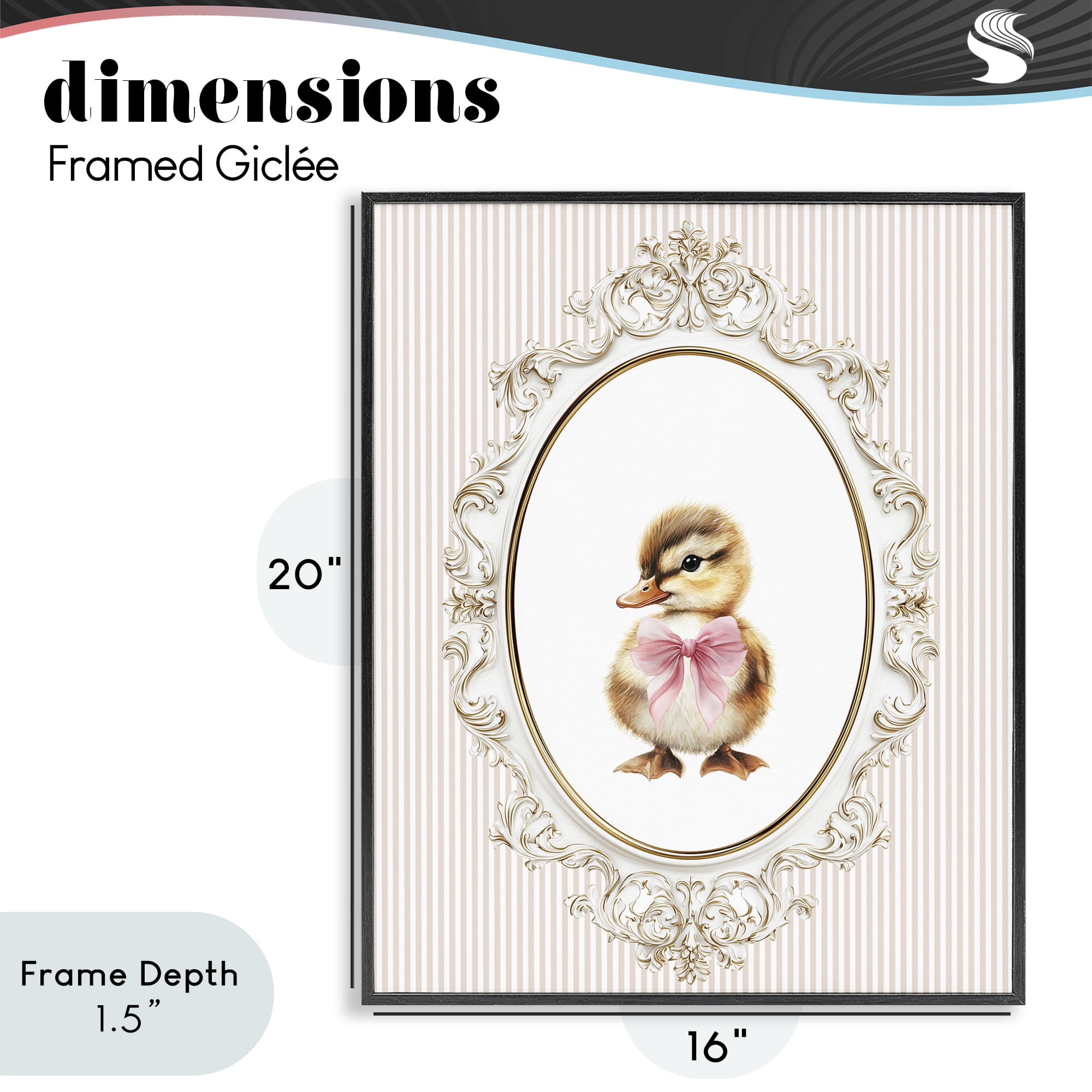 Stupell Industries Spring Gingham Baby Duck Black Framed Giclee Art, design by Christine Simpson Art