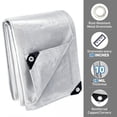 thumbnail image 6 of Heavy Duty Tarp 16 x 12 ft, Waterproof Tarps with Grommets Every 19.7", 10 Mil Thick Protective Tarps Cover, Large Multi-Purpose Tarps for Home,Boats,Cars,Camping,Protective Cover, (Silver), 6 of 7