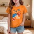 thumbnail image 2 of Quealent Girls 4th of July Shirt USA T-Shirt for Kids American Flag Shirt 250 Years of Freedom Short-Sleeved Top (Orange, 3-4 Years), 2 of 5