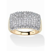 PalmBeach Jewelry 1/6 TCW Diamond Cluster Square-Back Ring in 18k Yellow Gold-plated Sterling Silver