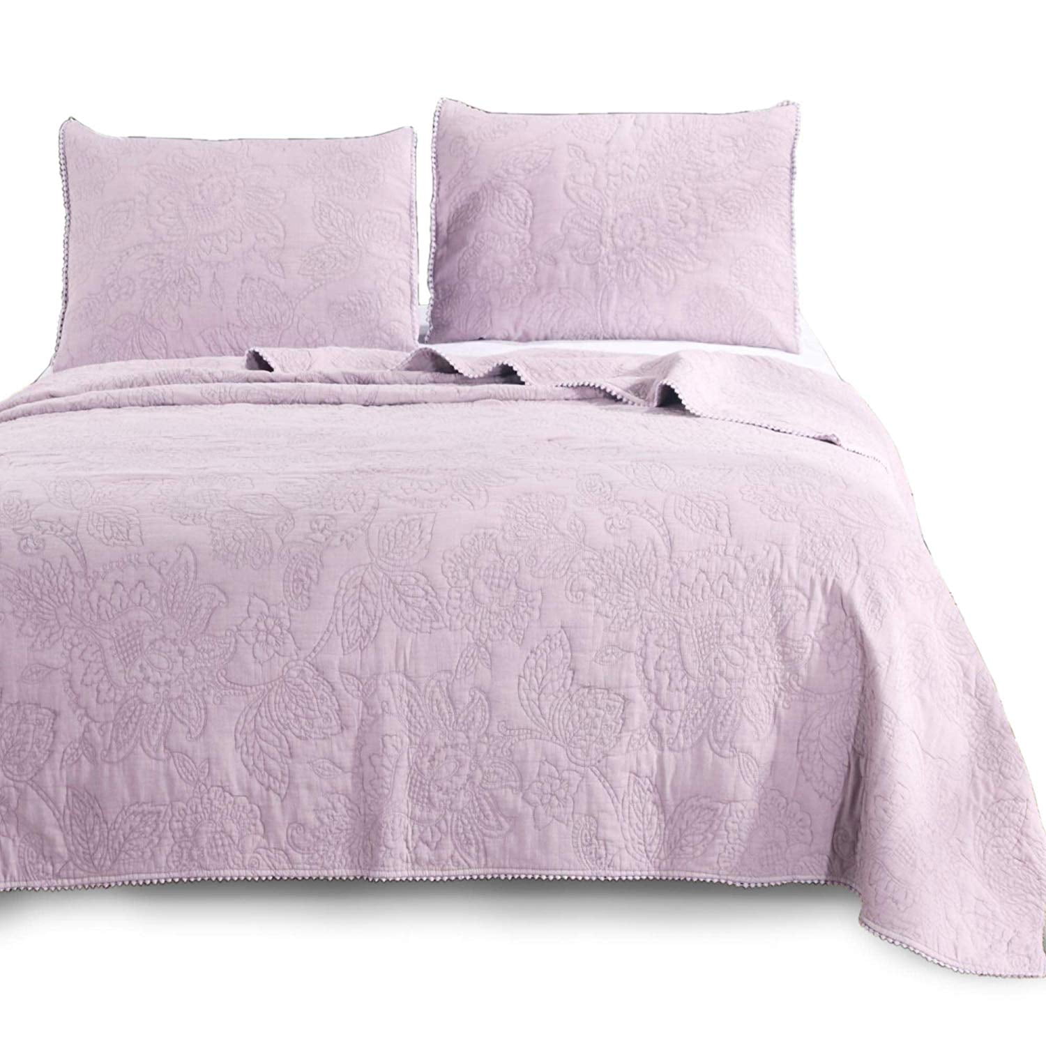 100% Cotton Ult Details about   KASENTEX Stone Washed Quilted Coverlet Set with 2 Standard Sham 