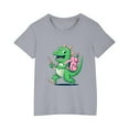thumbnail image 5 of Odeerbi Toddler Boys Girls T-shirt Dinosaur Print Short Sleeve Cotton Tee Tops Kids Fashion Cute Round Neck Cartoon Print Tees Gray, 5 of 5