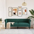 thumbnail image 4 of vidaXL Chesterfield Sofa 3-Seater Dark Green Fabric, 4 of 8