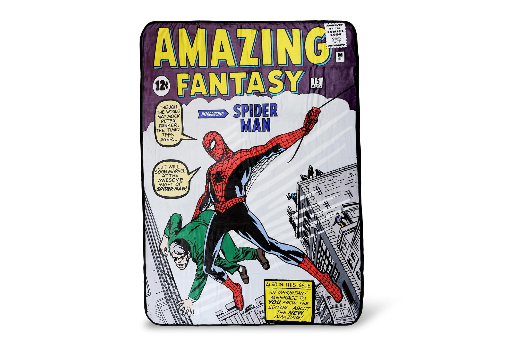 Marvel SpiderMan Amazing Fantasy No. 15 Fleece Throw Blanket 60 x 45