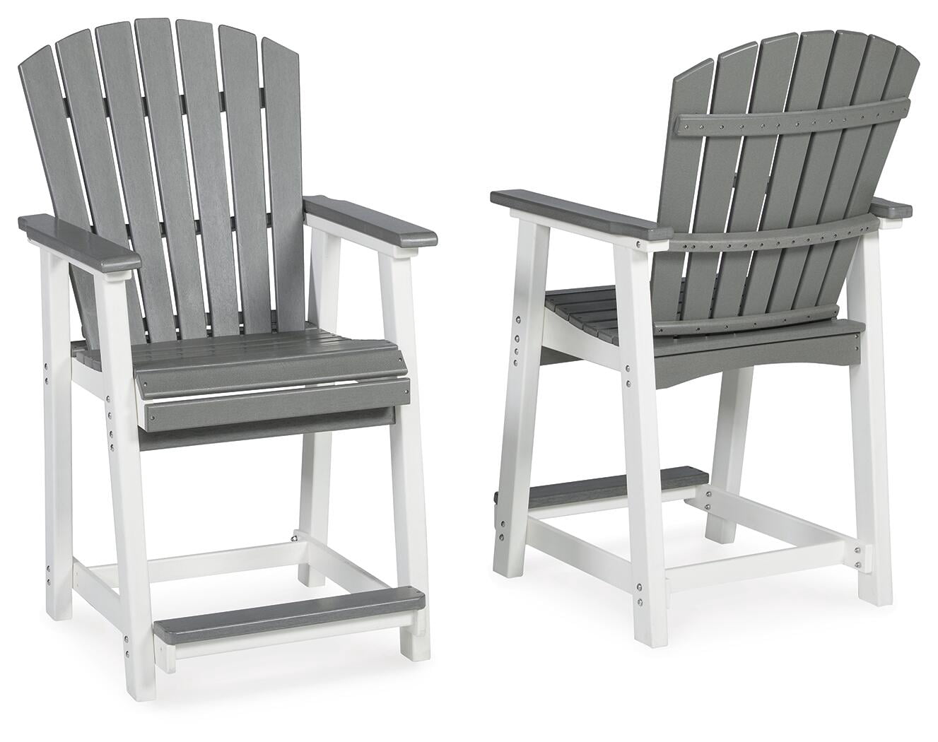 Signature Design by Ashley Casual Transville Outdoor Counter Height Bar Stool (Set of 2)  Gray/White