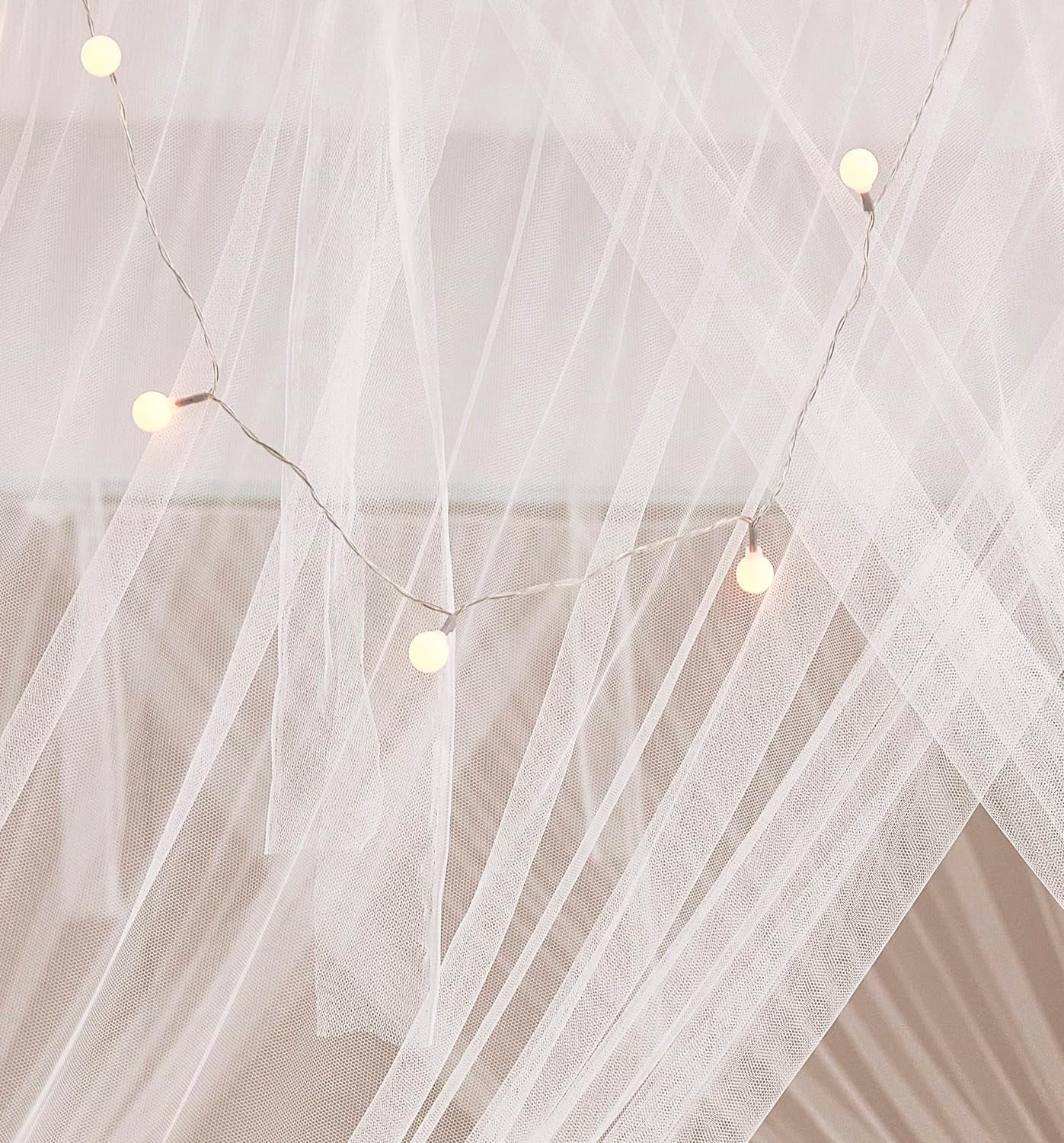 Bed Canopy for Full Queen King Size Bed,Canopy Bed Curtains Elegant Mosquito Net,Mosquito Netting for Camping Patio Indoor Outdoor Bug Net,White