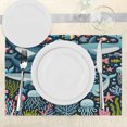 thumbnail image 3 of Ambesonne Marine Place Mats Set of 4, I Love Sea Animals Cartoon, Standard Size, Dark Blue Multicolor, 3 of 5