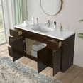 thumbnail image 3 of Vanity Art 57" Freestanding Bathroom Vanity Cabinet without Top in Brown, 3 of 6