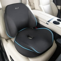 Florich Seat Cushiona and Lumbar Support Pillow for Driving Car Office Chair, Memory Foam Back Support Pillow and Office Seat Chair Cushion for Sciatica Pain Relief, Black