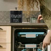 Niceauty Black Wood Dishwasher Pod Holder with Lid Airtight Container for Kitchen Storage