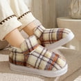 thumbnail image 3 of Checkered Booties Slippers for Women Warm Fleece Lined House Shoes Memory Foam Indoor Outdoor Plaid Fuzzy Boots, 3 of 6
