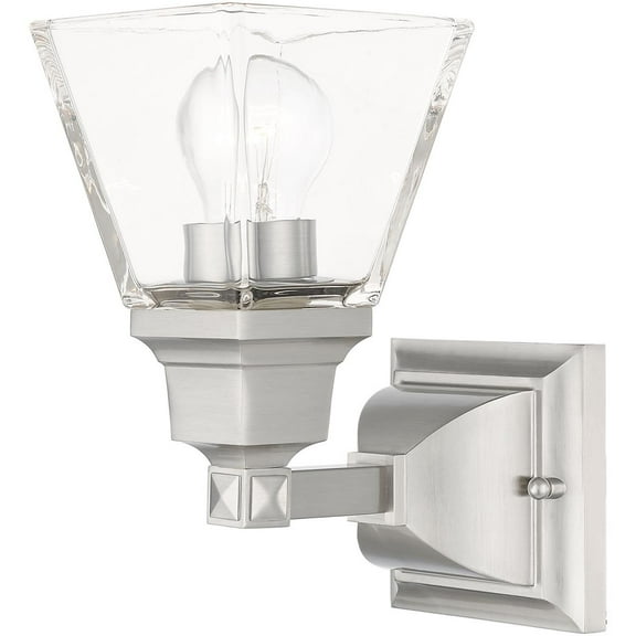 5 inch 1 Light Brushed Nickel Wall Sconce with Clear Glass Shade