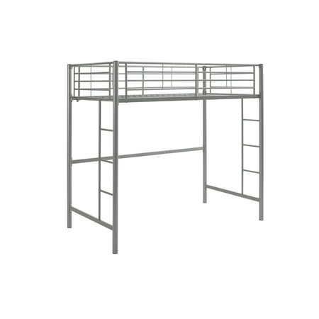Manor Park Premium Traditional Twin Metal Loft Bed, Silver