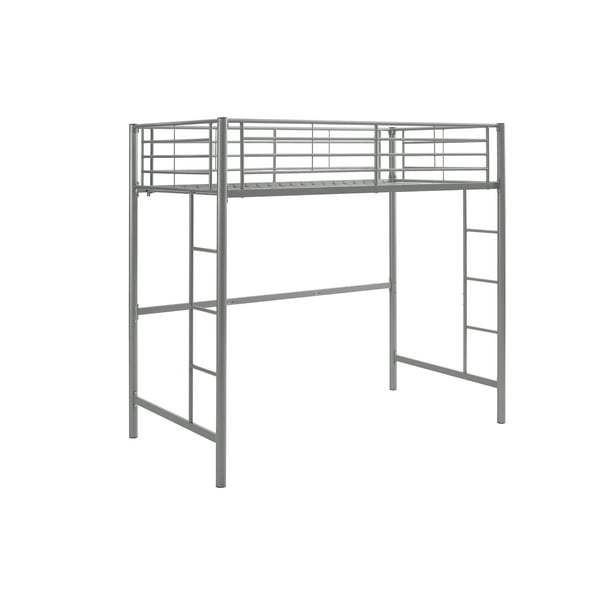 Traditional Twin Metal Loft Bed Silver, Walker Edison Twin Metal Loft Bed Assembly Instructions