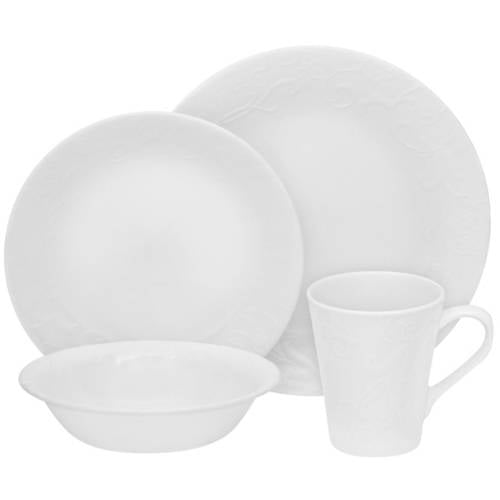 Better Homes & Gardens Country Crest Dinnerware Set of 16 White for sale online 