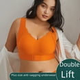 thumbnail image 1 of Sujetador de talla grande europeo y americano, ropa interior de otoño e invierno, grasa mm, mujeres, 200 kg, pecho grande fruncido, pequeño, sin aro de acero, sujetador antiflacidez, 1 of 5