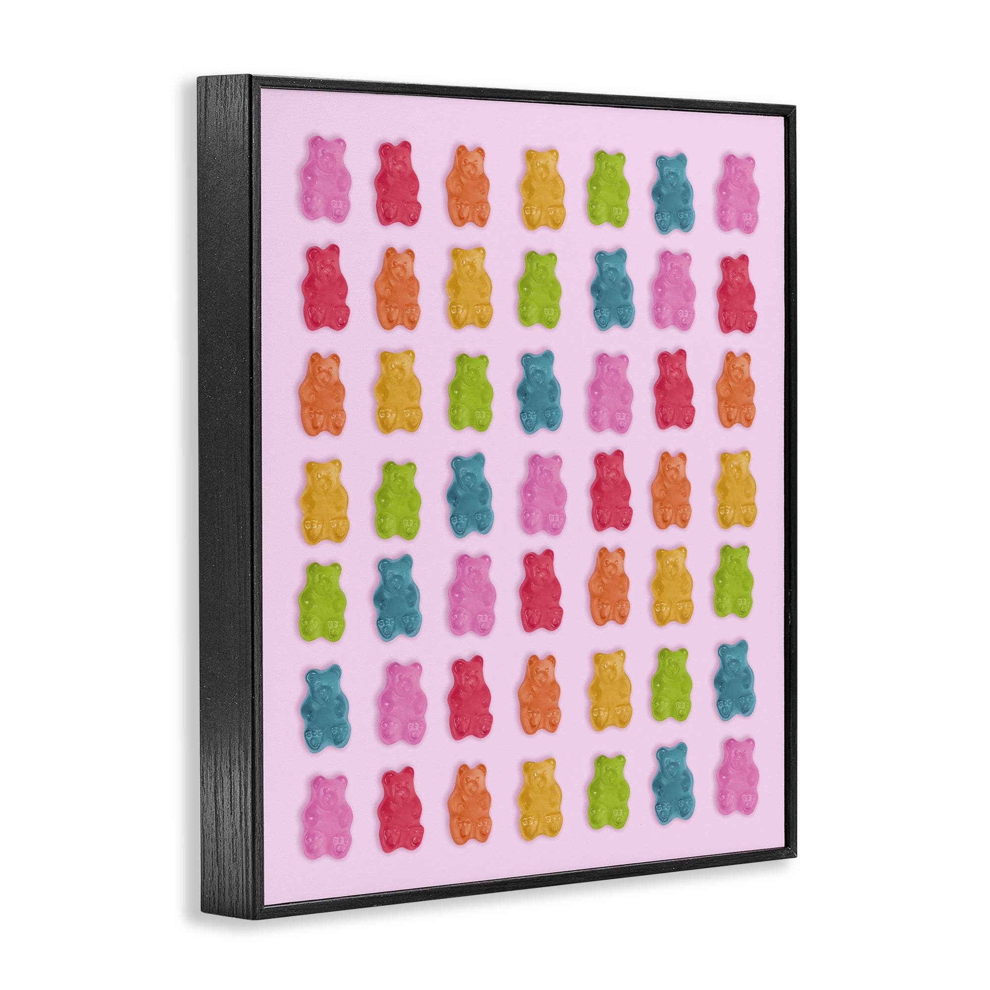 Stupell Industries Soft Rainbow Bears on Pink Black Framed Giclee Art, design by LISH Creative