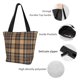 thumbnail image 4 of Fotbe khaki coffee plaid Bolsa de Playa con Estampado, Bolsa de Hombro, Bolsa de Mano Espaciosa, Bolsa de Viaje Ligera, Bolsa de Compras Versátil, 4 of 6