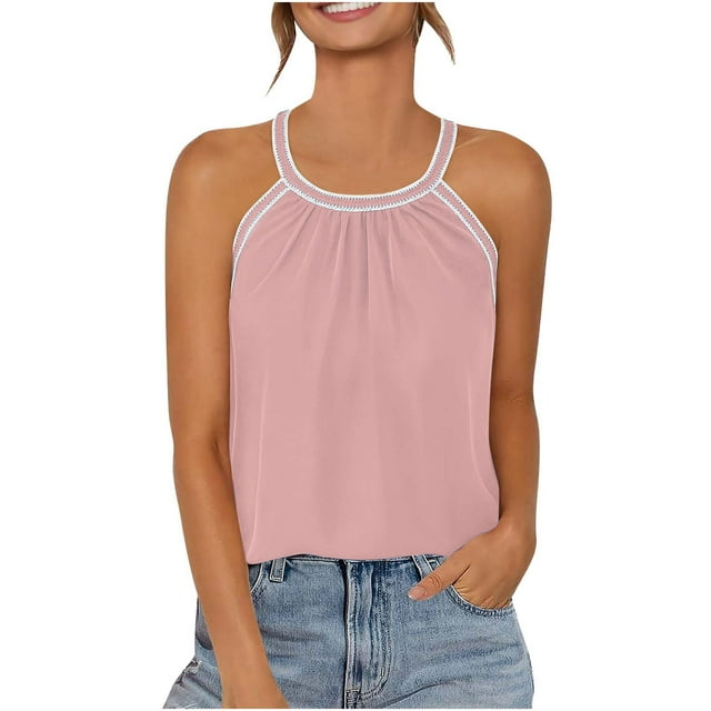 Yuyuzo Hauts d'Été pour Femmes T-Shirts à Manches Courtes Col Rond T-Shirts Couleur Unie Doux Confortables