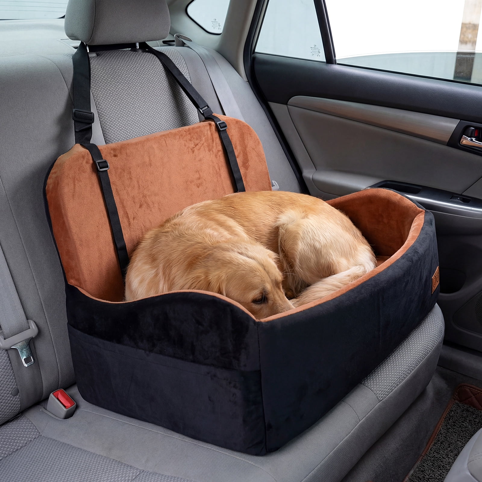Gymax Dog Car Seat for Medium & Large Dogs Up to 55 lbsFoam Dog Booster Seat for Back