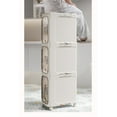 thumbnail image 5 of 3-Tier Narrow Storage Cabinet with Magnetic Doors and Shelves, Plastic Slim Bathroom Organizers and Storage with Wheels for Small Spaces Bathroom, Kitchen, Laundry Room, White, 5 of 5
