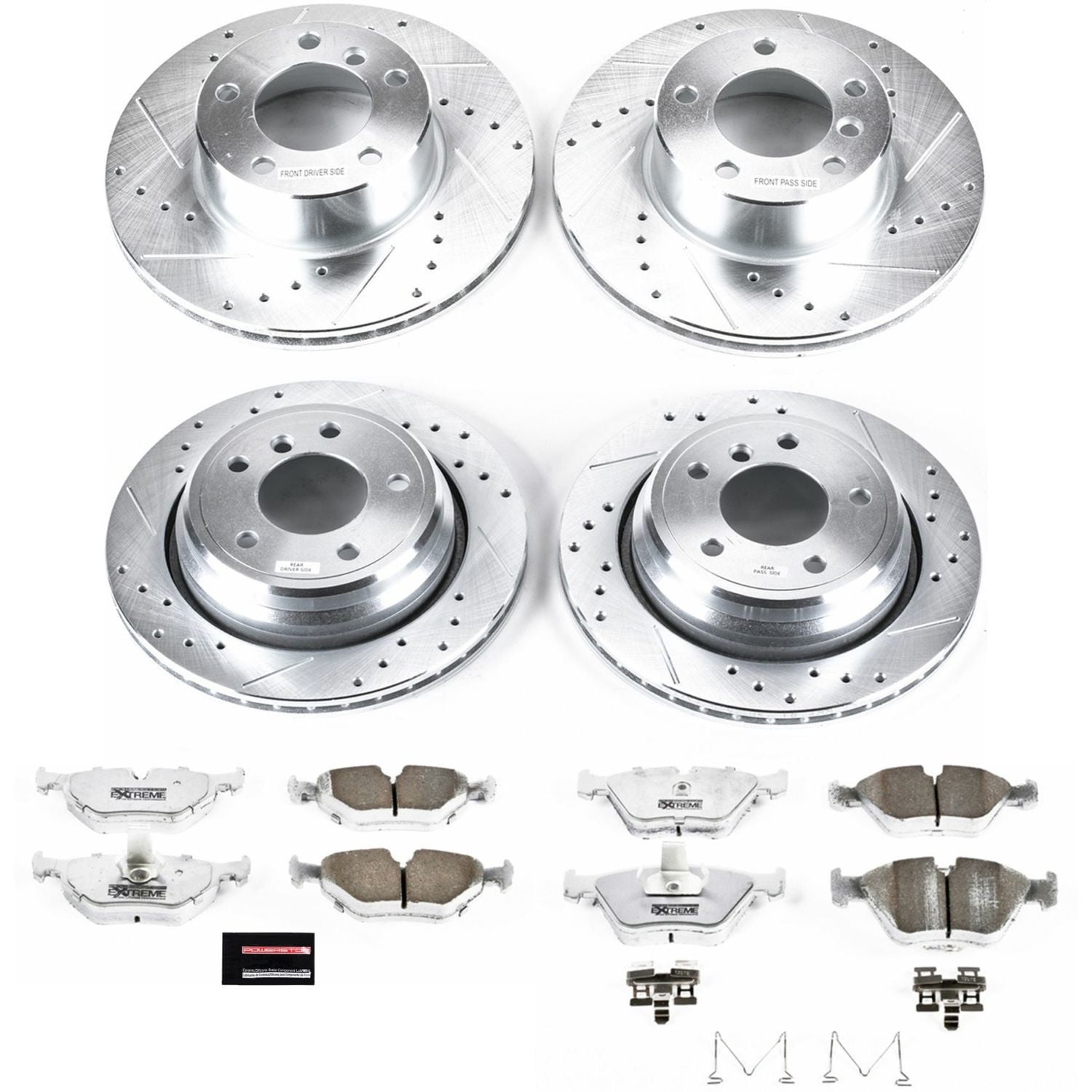 PowerStop Front and Rear Z26 Street Warrior Carbon-Fiber Ceramic Brake Pad and Drilled and Slotted Rotor Kit Fits: BMW Select Models K2747-26