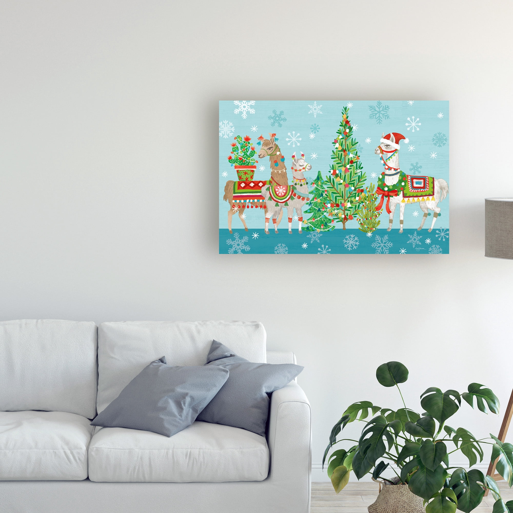 Trademark Fine Art 'Lovely Llamas Christmas VIII' Canvas Art by Mary Urban